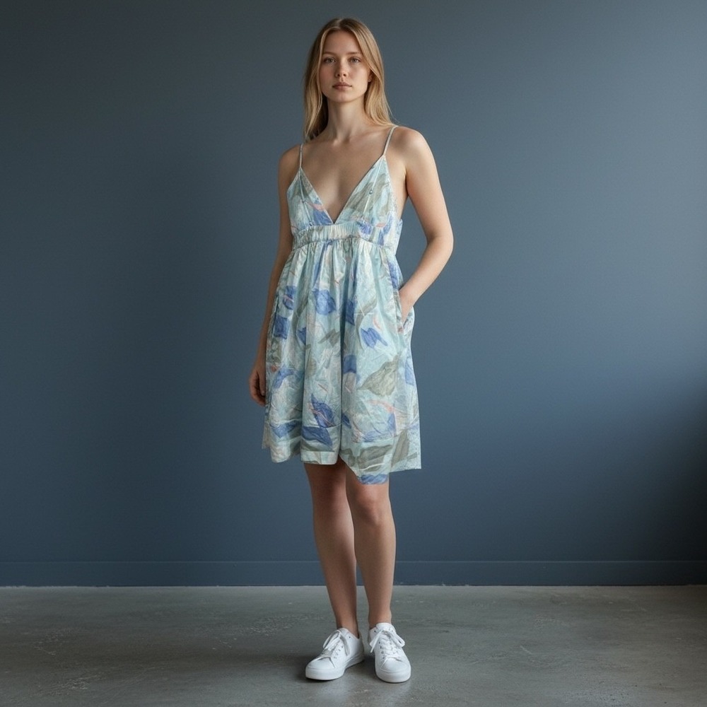 Abercrombie Pastel Babydoll Mini Dress Small Tall‎ Cottagecore Coastal Sundr NWT